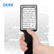 2X 8X LED Lighted Magnifying Glass for Reading Seniors Low Vision Handheld Black