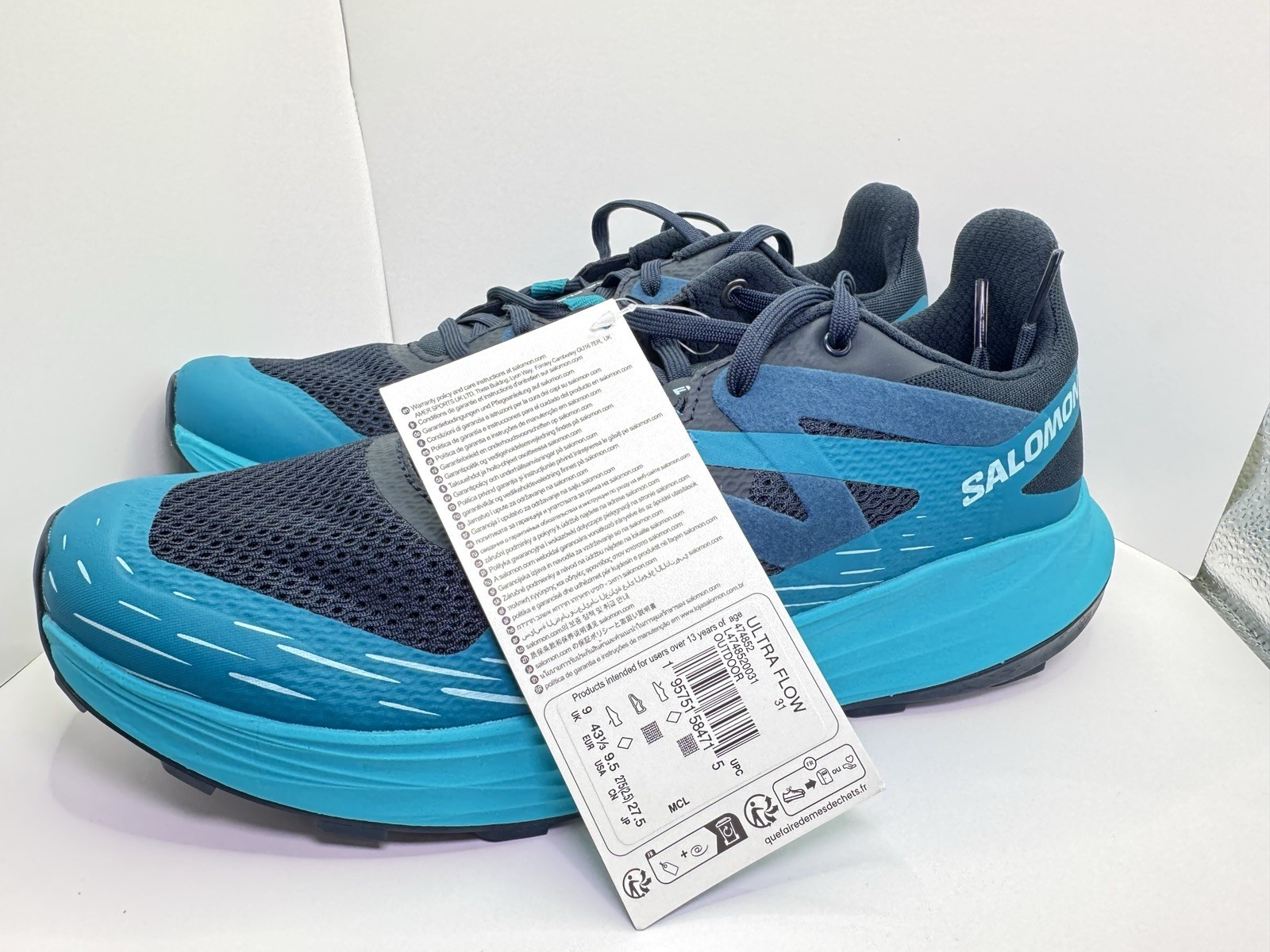 NUOVO Salomon Ultra Flow Scarpe da Trail Running Uomo Sneakers Blu 4748 Taglia 9 5
