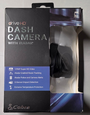 Cobra Dash Camera DASH2308 1296p Super HD 8GB MicroSD Included, iRadar Bluetooth