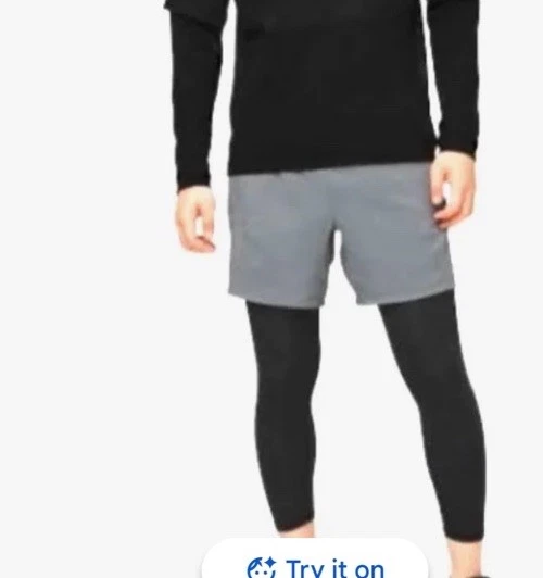 LULULEMON Gray & Black Athletic 2-in-1 Shorts/Tights Men’s Size Medium Track