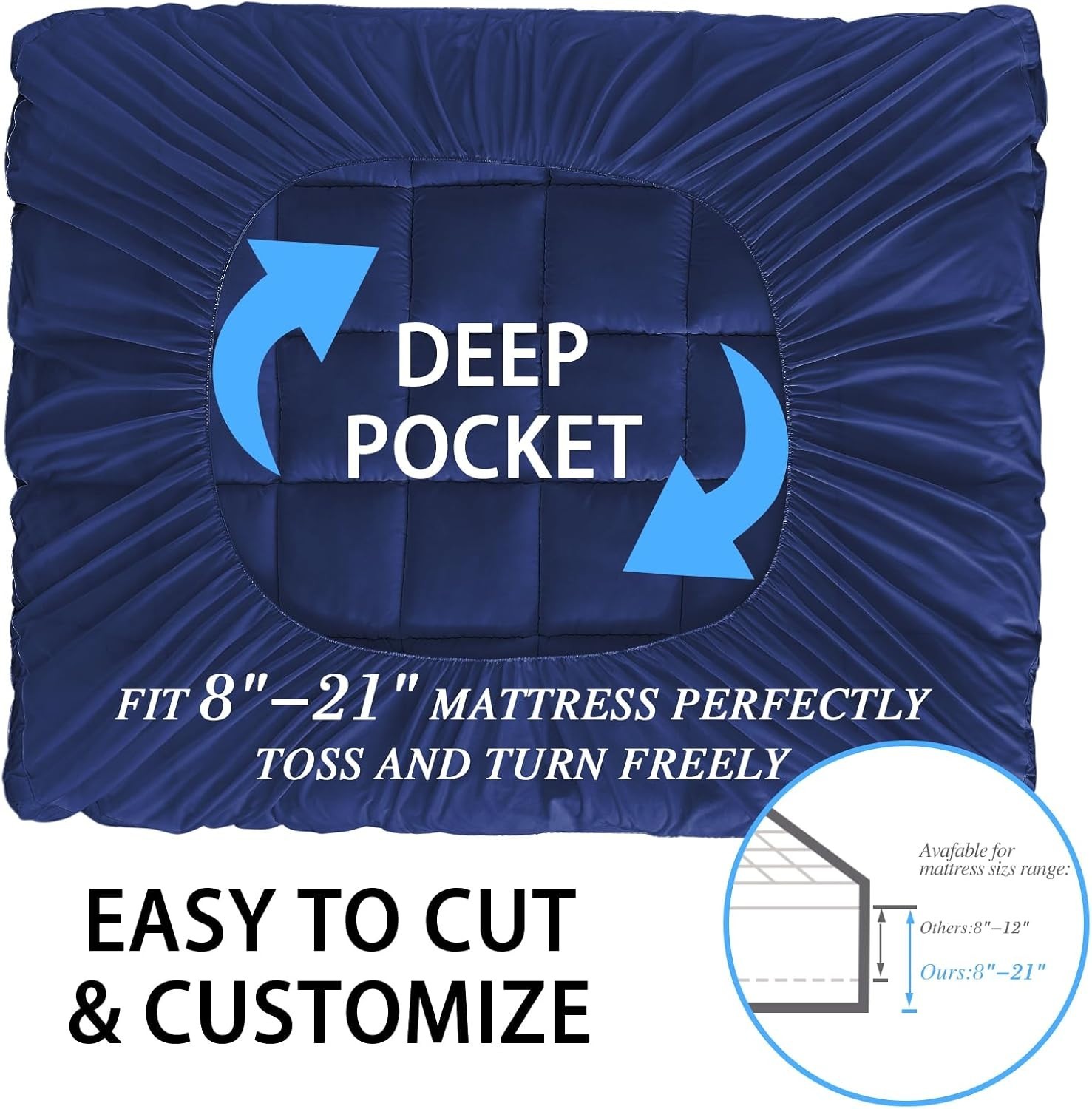King Size Mattress Topper - Extra Thick Cooling Mattress Pad Cover for Back Pain
