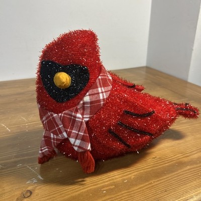Cracker Barrel 13'' Tinsel 3D Cardinal Red Bird Christmas Tree Topper Wreath  