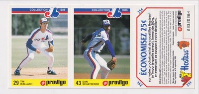 1986 uncut panels Tim Wallach/Dan Schatzeder Montreal Expos #29/43