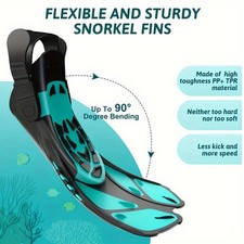 TEJ Short Swim Fins Snorkel Flippers Adjustable Diving Travel Gear