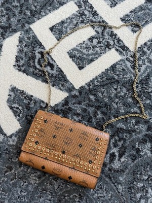 MCM Cognac Visetos Coated Canvas Patricia Wallet on Chain