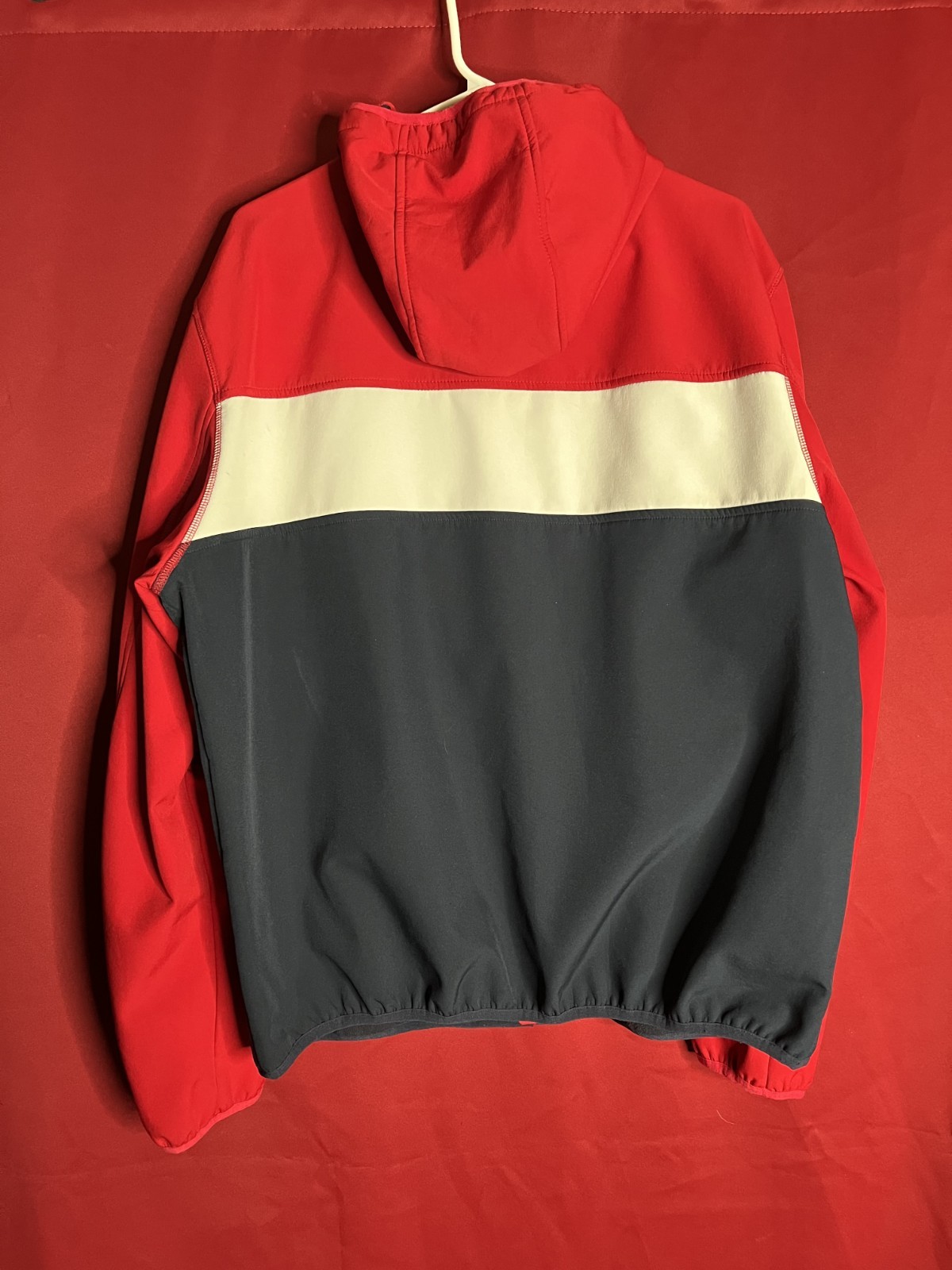 Tommy Hilfiger Colorblock Full Zip Hoodie Red White Navy Knit Long Sleeve thumbnail 2