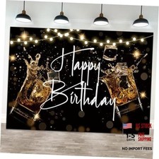 Happy Birthday Party Backdrop Black Background with Glowing 5x3ft color 1