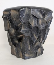 Modern Sculptural Faux Obsidian Resin Garden Seat/Accent Table, 18.5″H, PA7042