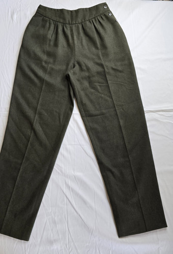 VTG Chaus Wool Blend High Rise Pleated Tapered Leg Trousers Womens Size 10 Green
