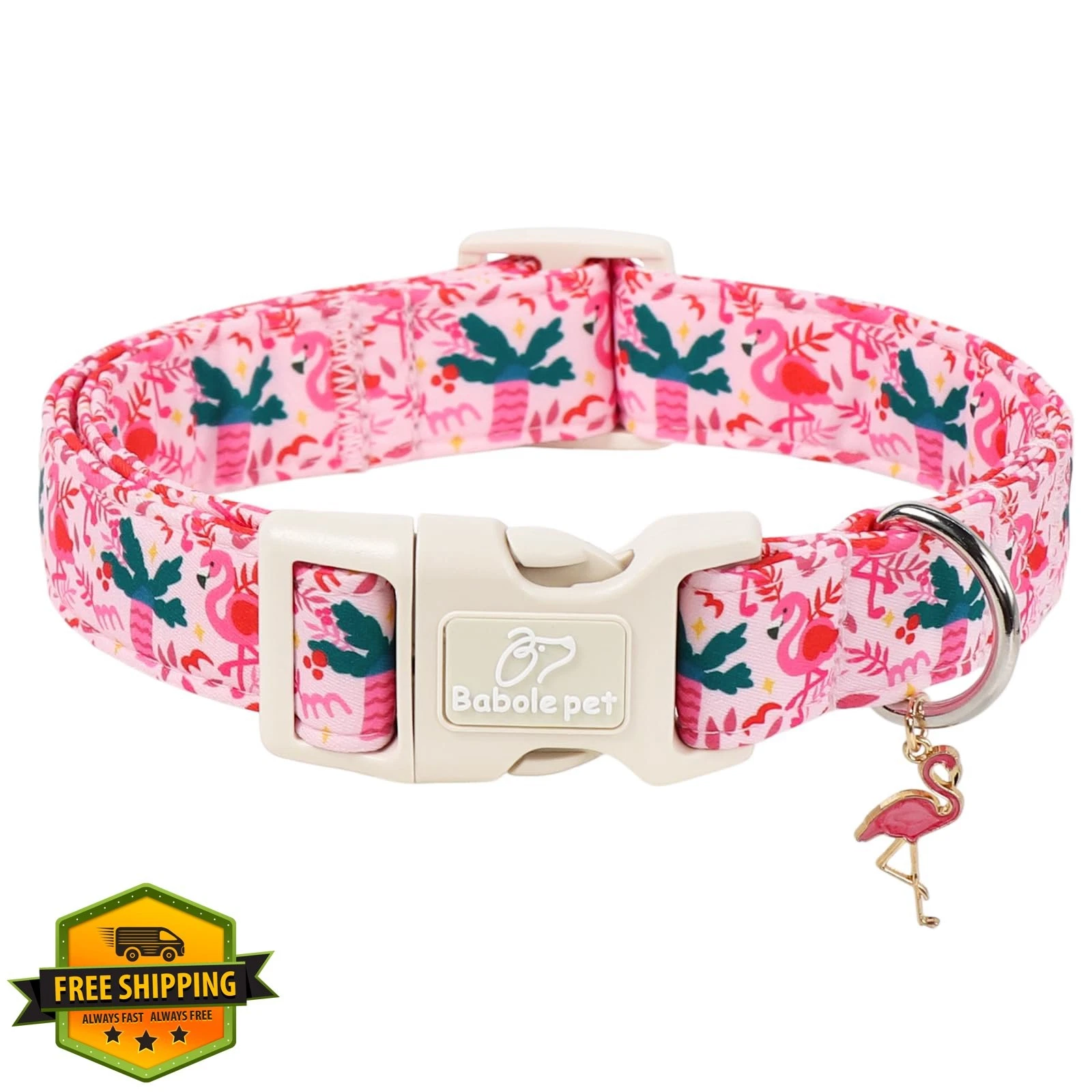 Babole Pet Collar M Tropical Flamingo