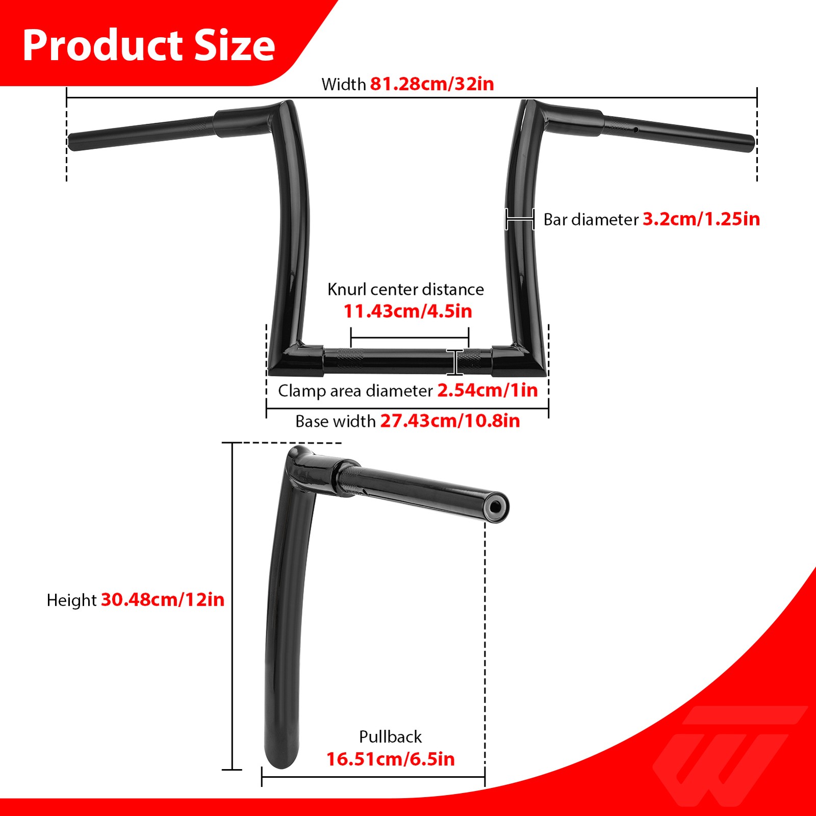 12" Rise  For Indian Scout Bobber Twenty Sixty Gloss Black Ape Hanger Handlebar