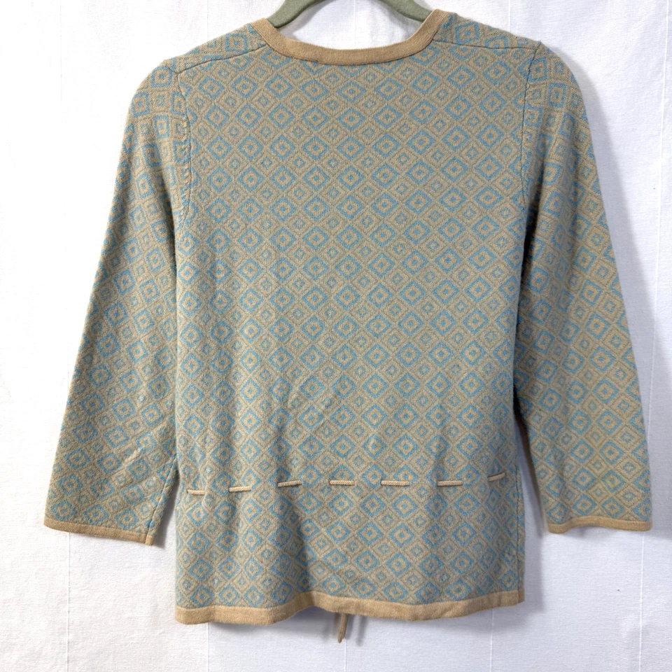 Cárdigan halógeno para mujer talla M mezcla de cachemir/angora floral manga 3/4 lazo cintura Foto 4 de 4