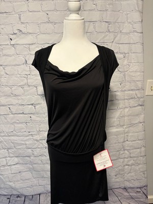 Joyce Leslie | Black Draped Asymmetrical Hem Dress | Cowl Neck | Sz L | NWT