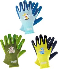 3 Pairs Kids Gardening Gloves Children Yard Work Gloves Soft Rubber Coated Ga...