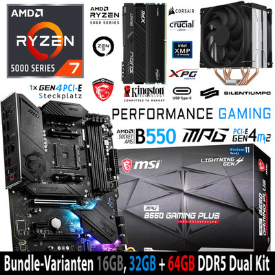 PC Bundle - AMD Ryzen 7 5700X MSI MPG B550 Gaming Plus mit 16, 32 oder 64GB DDR4