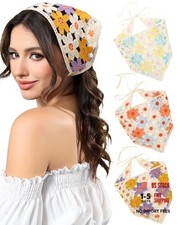 Crochet Head Scarf Hair Bandanas Women Knit Bandana Orange  Blue  Yellow