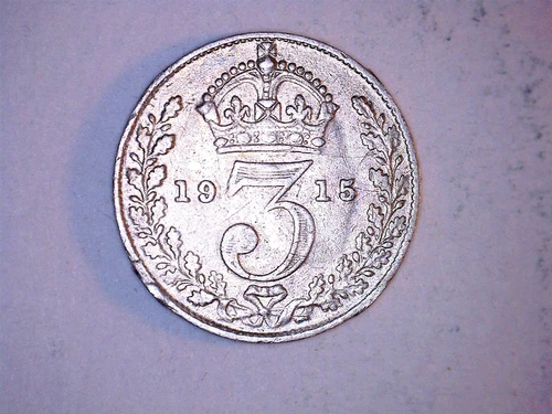 1915 3 Pence George V British, SILVER