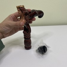 Wooden Lady Warrior Carved Head Walking Cane Handle ONLY