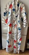 Japanese Kimono Blue Flame Iris Flowery Summer Cotton Kimono w Bag made Japan