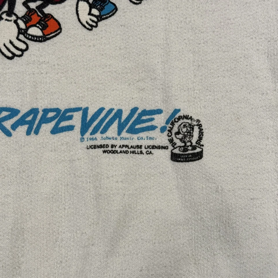 Moletom vintage California Raisins juventude grande gola redonda desenho animado videira anos 80 - Imagem 2 de 4