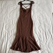 Fashion Nova Anna Lace Midi Dress Womens M Brown Sweetheart Mermaid Bodycon NWT