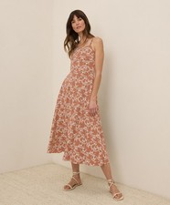 Pact Women's Fit & Flare Midi Dress 2XL Regular Bouquet Blooms Ochre