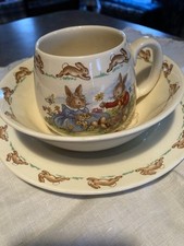 Bunnykins Royal Dalton Children  s Plate Bowl And Mug Vintage Mint Set