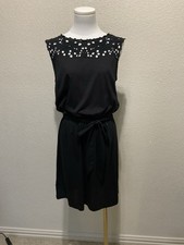 Loft, Women’s, Sleeveless Dress, Floral, Belted, Black, Size: M