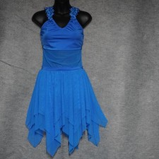 Kelle Dance Costume Dress Medium Adult Royal Blue Lyrical Mesh Handkerchief K20T