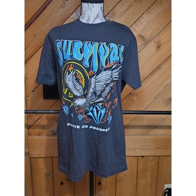 SRVL Survival Survive and Prosper Eagle Graphic T-Shirt Gray Mens Small