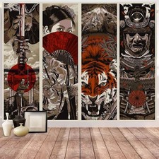 Extra Large Japanese Samurai Maiko Tiger Tapestry Wall Hanging Bedroom Backdrop