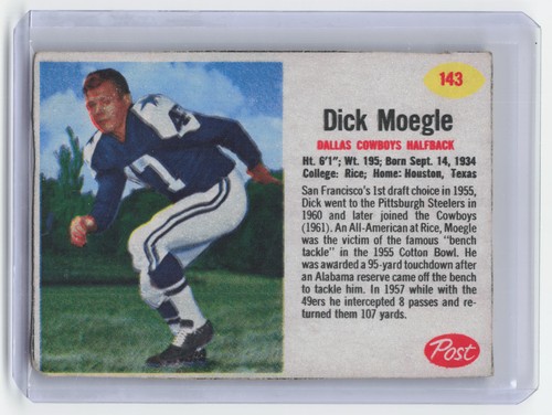 Dick Moegle #143 1962 Post Cereal card