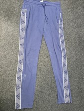 Adidas Sweatpants Womens Medium Blue Side Stripe French Terry Slim Joggers