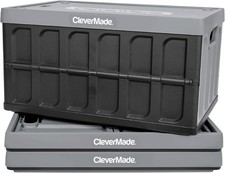 3 Pack Collapsible Storage Bins w/ Lids 46L Stackable Foldable Crates