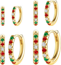 Small Gold Huggie Hoop Earrings Set for Women Men Hypoallergenic 14K Plated Stac