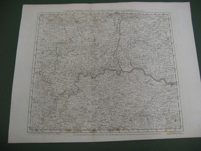 1770 antike Karte; neue & korrekte Karte der Grafschaften 20 Meilen rund London: Bowen