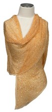 Evening scarf tulle apricot embroidered sequins evening stole embroidered