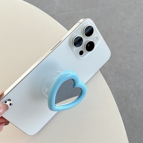 Cute Heart Form Extendable Mobile Stand with Hand Mirror 55mm for Everyday Use - 第 3/15 張圖片