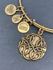 2016 Alex And Ani PATH OF LIFE Bracelet Motivation Knowledge Strength Gold Tone