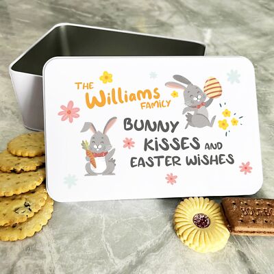 Niedliche Osterhasen Küsse & Wünsche personalisiertes Geschenk Keks Süßigkeiten Leckerbissendose