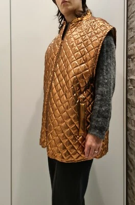 Damen Steppweste Vintage oversize Metall bronze XL Unikat 80iger Silvester Party - Bild 1 von 4