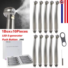 10 PCS Dental LED E-Generator Fiber Optic High Speed Handpiece 4 Hole NSK Style