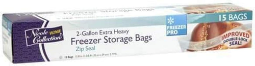 Nicole Home 2 Gal Clear Zip Seal Freezer Bags - 15 Pack - Baking Storage