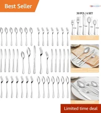 30 Pcs Silverware Set for 6 Stainless Steel Flatware Dining Utensils Kitchen