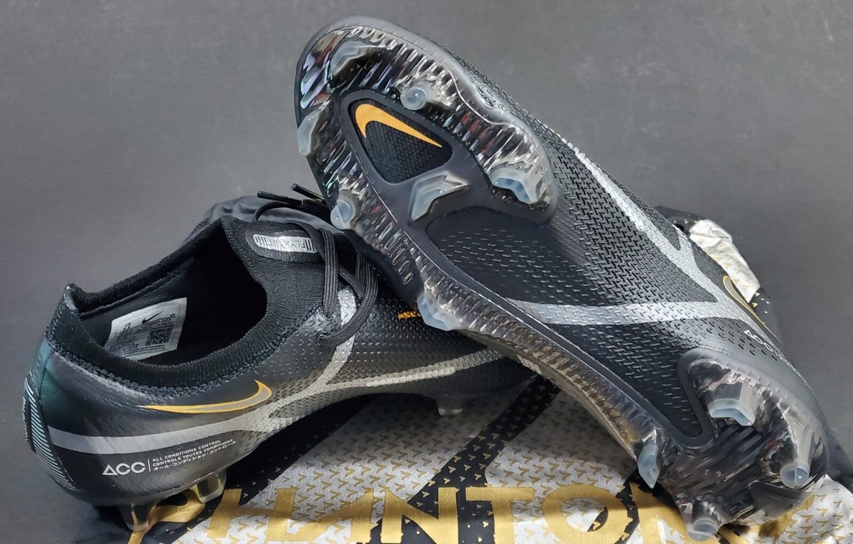 Nike Phantom GT2 Elite FG, Black/Gold/Silver, Size 7.5 (CZ9890 007