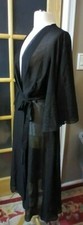 HALSTON Robe Sheer Black   Belted Ties Bell Sleeves Ladies Lingerie L XL