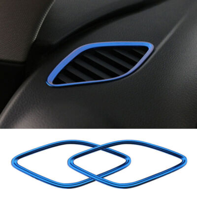 ~For Audi A3 S3 2014 2015-2020 Blue Metalic Dashboard L&R Air Outlet Vent Trim