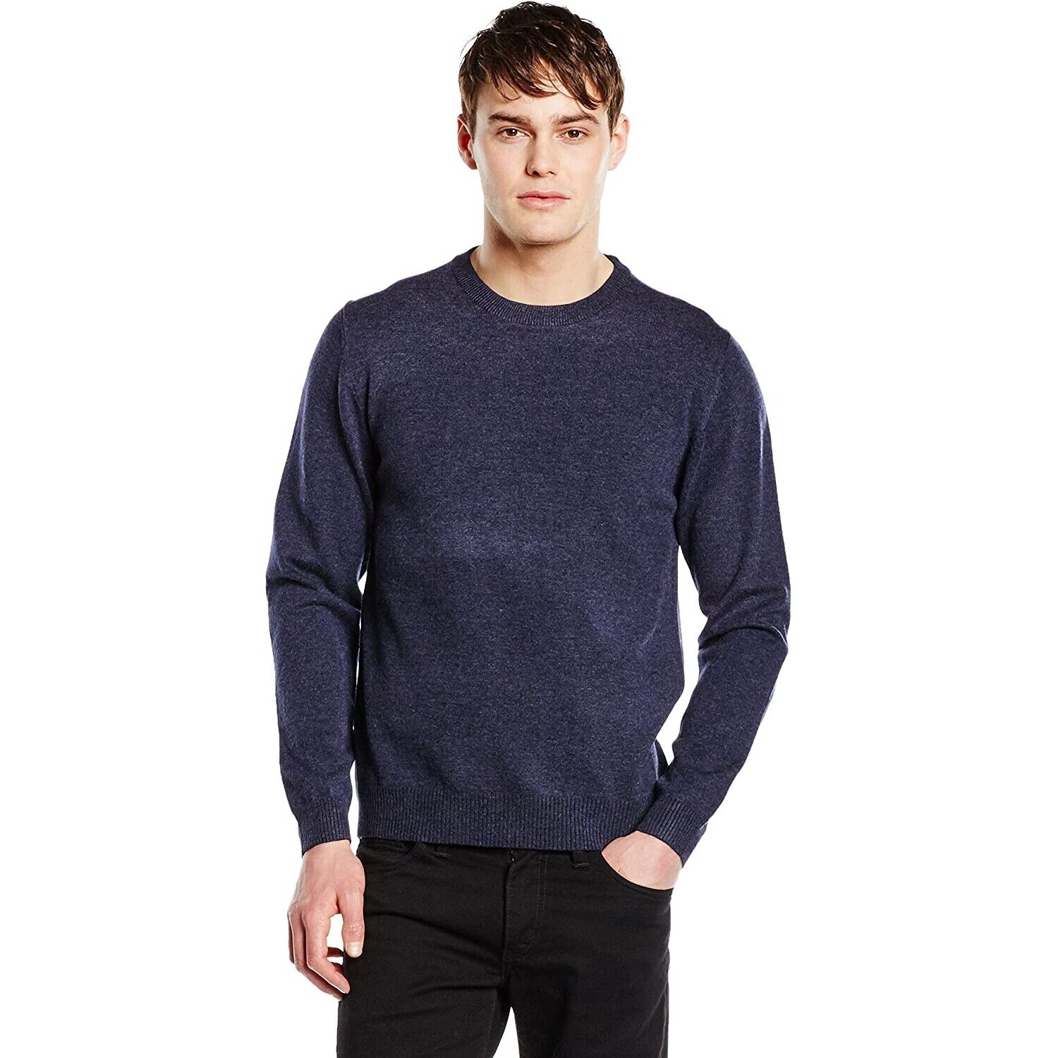 Crew Neck Jumper 'Brackley' Navy Blue | KNITHOUSE UK Menswear Knitwear ...