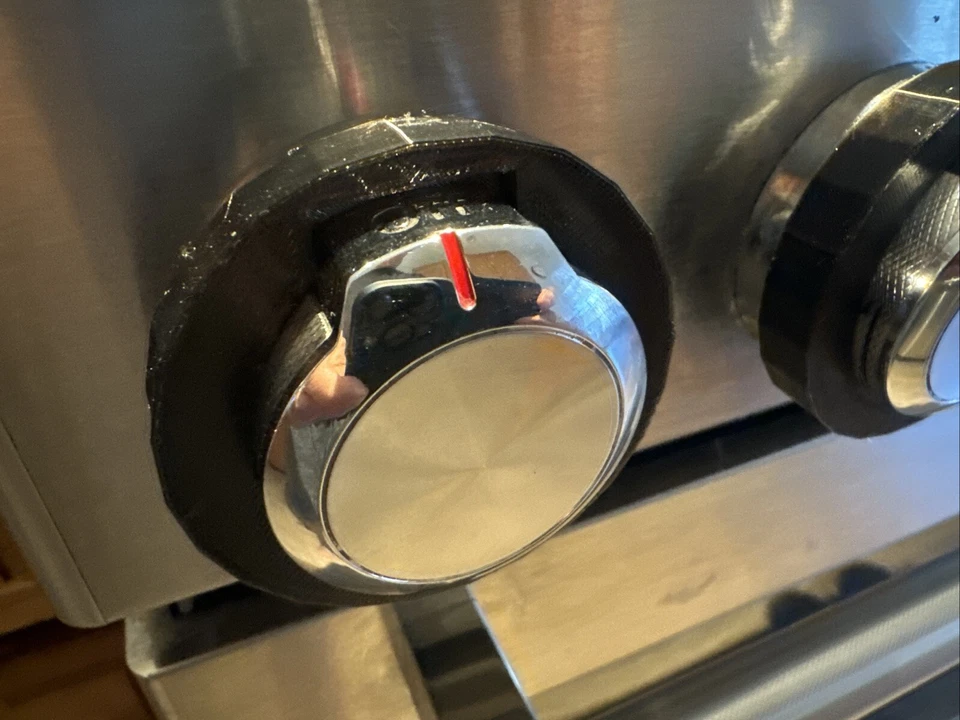 Perilla de gas impresa en 3D hecha a medida 5 anillos para estufas de gas KitchenAid - negra Foto 2 de 4