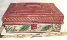 TOLEWARE PENNSYLVANIA STYLE 6 CANISTER SPICE OR TEA BOX IN RED